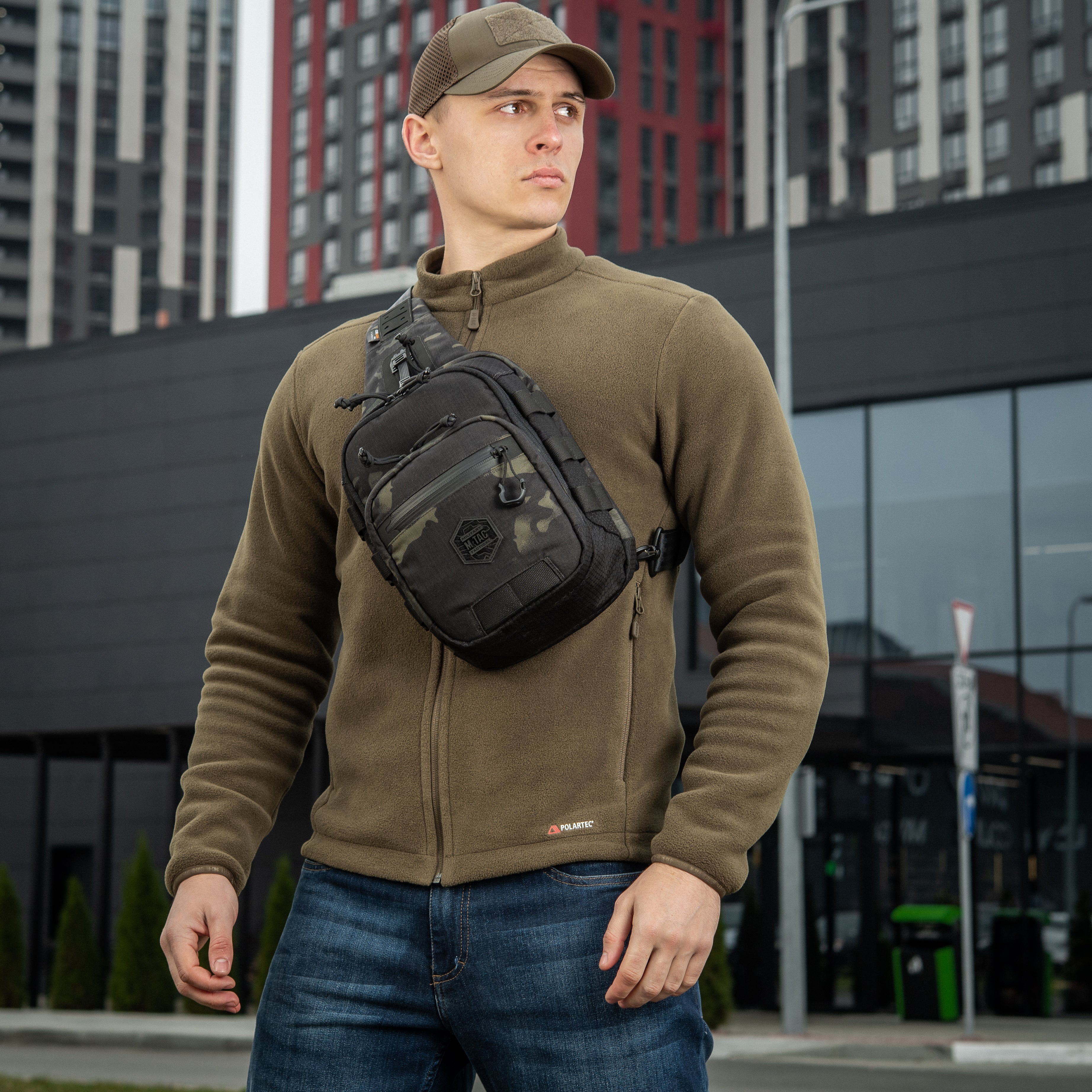 M-Tac Tactical Bag Shoulder Chest Pack with Sling Melange Grey