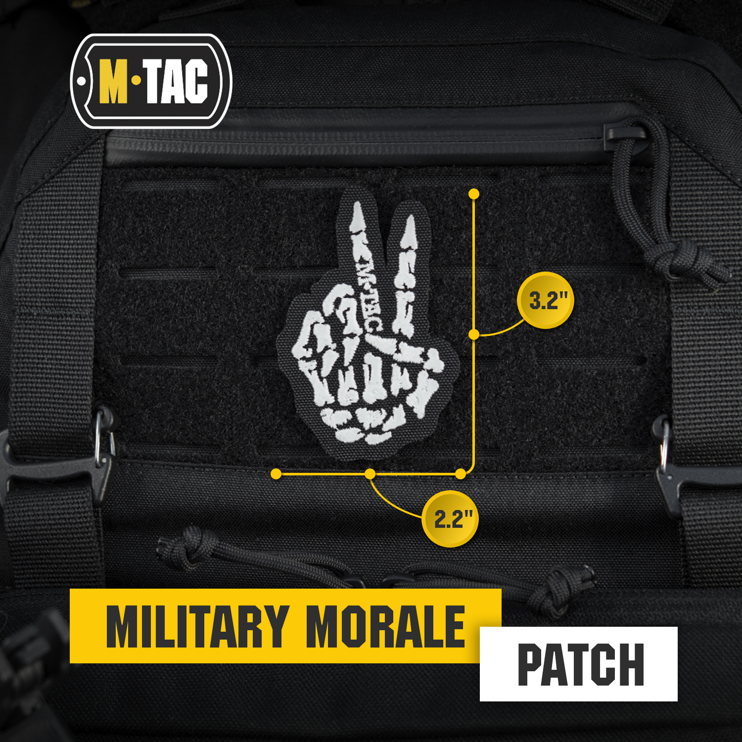 M-Tac GITD Patch Victory Hand (Embroidered) Black
