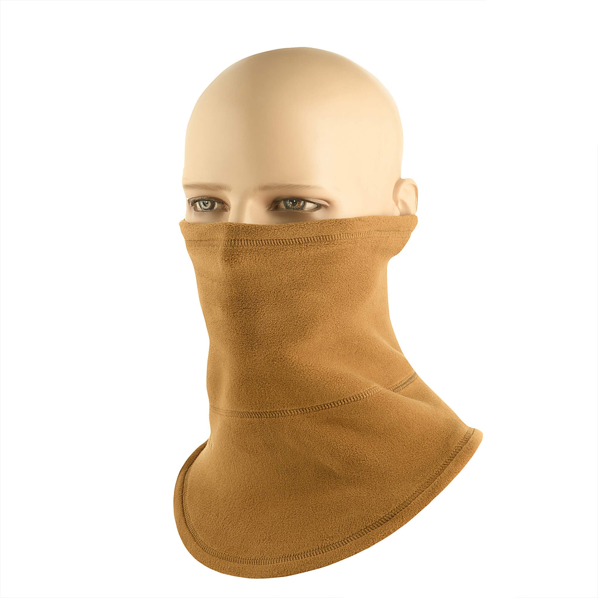 Brown balaclava on a mannequin head with M-Tac and Polartec logos.