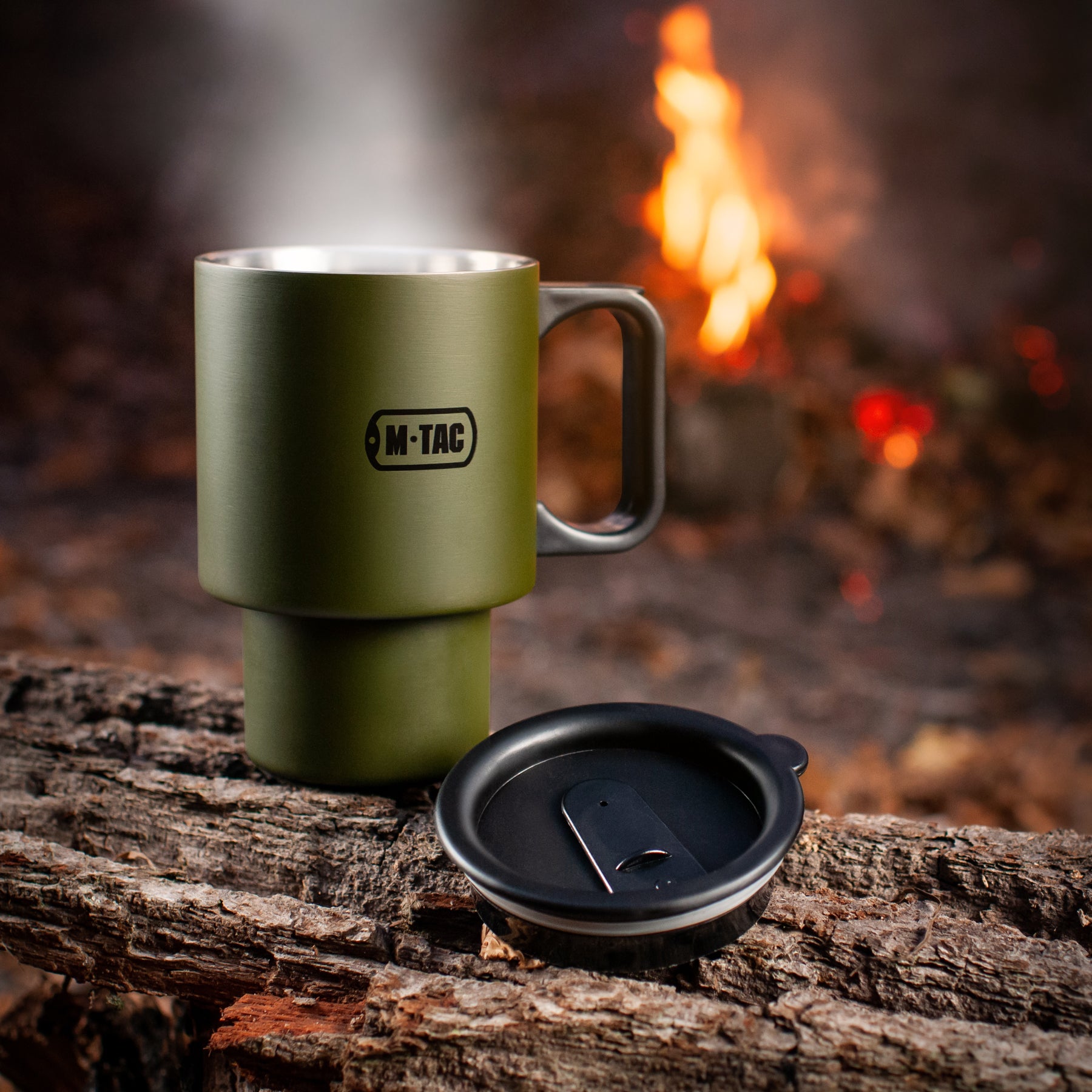 M-Tac 15oz Insulated Mug with a Lid Olive - M-TAC