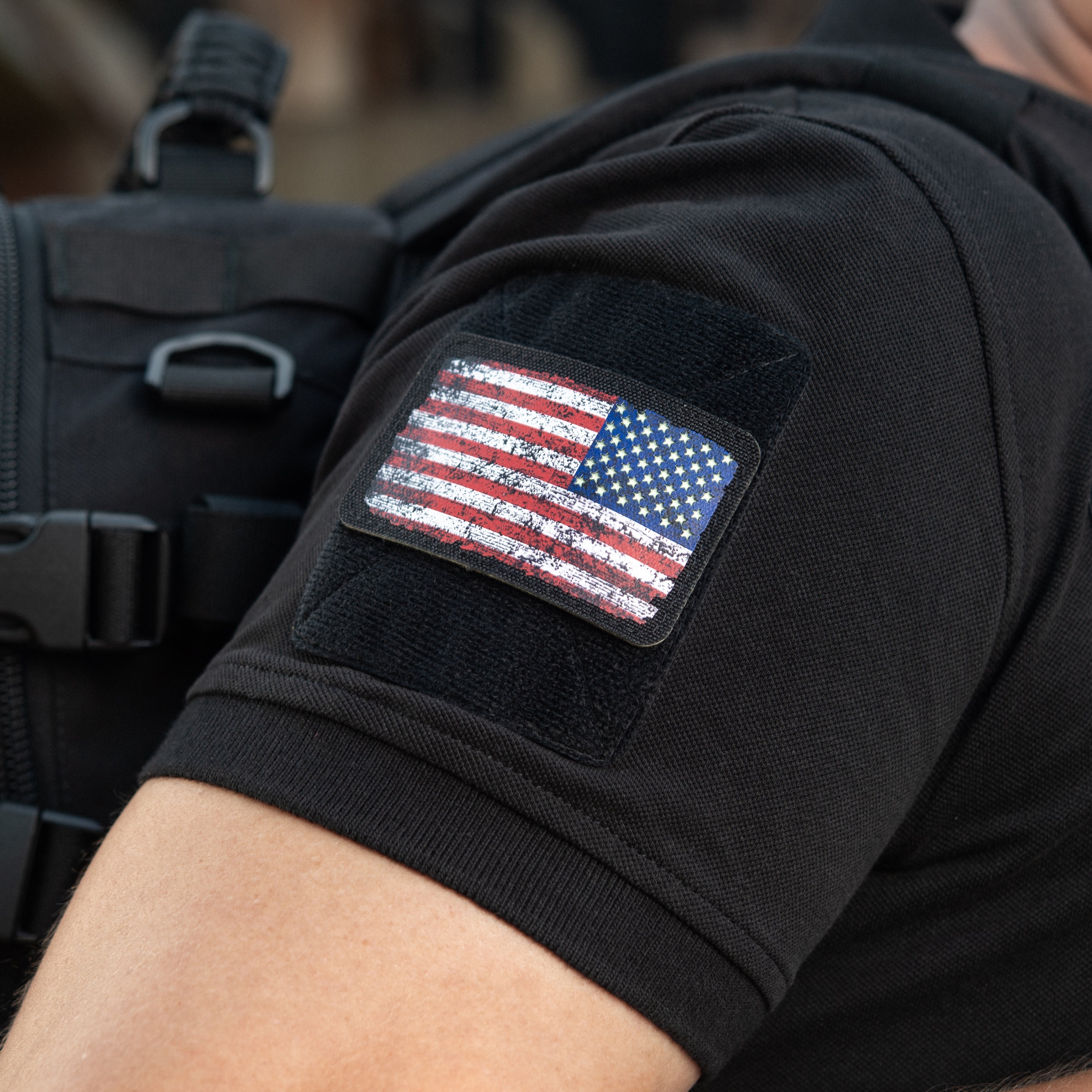 M-Tac patch U.S. Flag Reverse Vintage (3x2inches) Black/GID - M-TAC