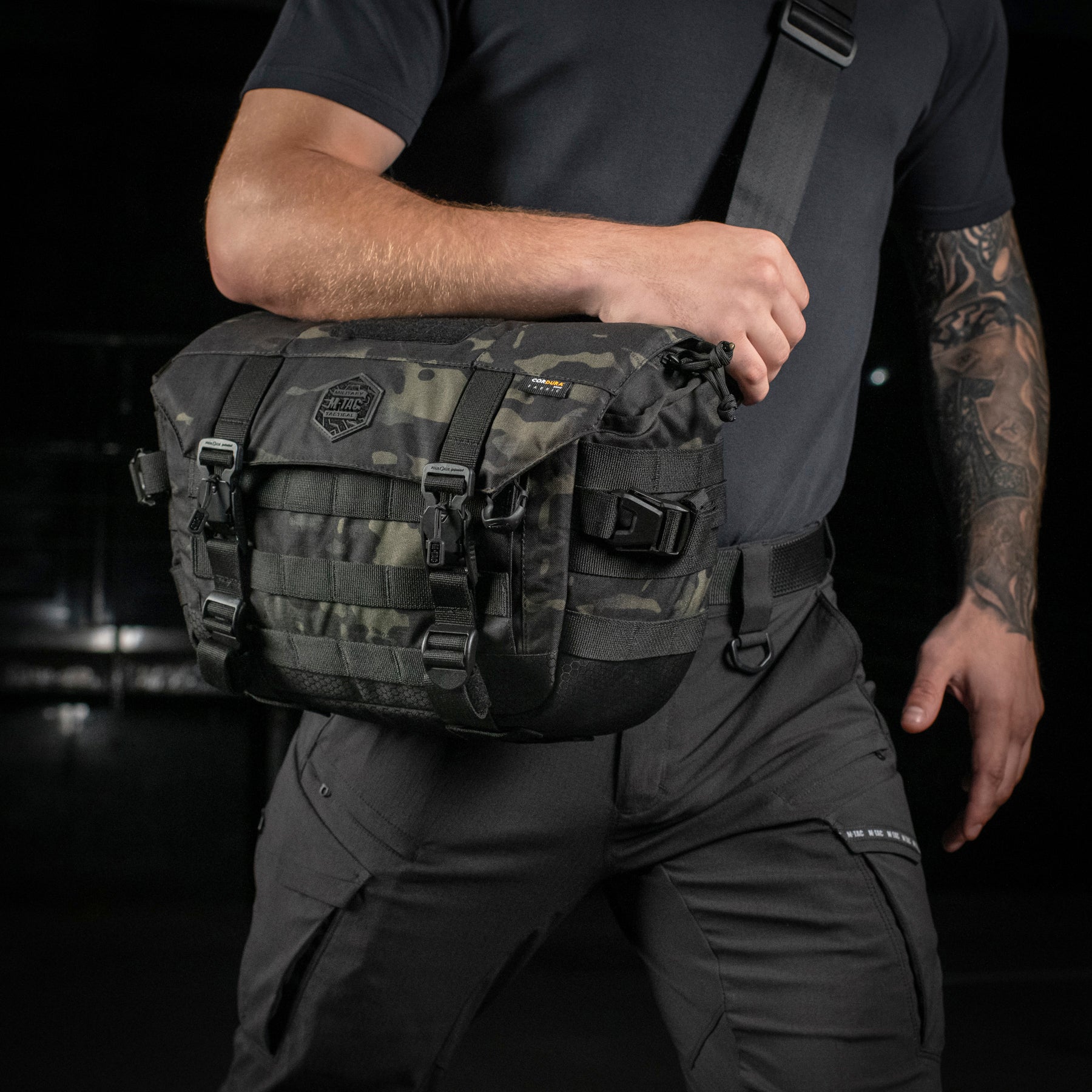 M-Tac Messenger Bag Elite Hex Black - M-TAC