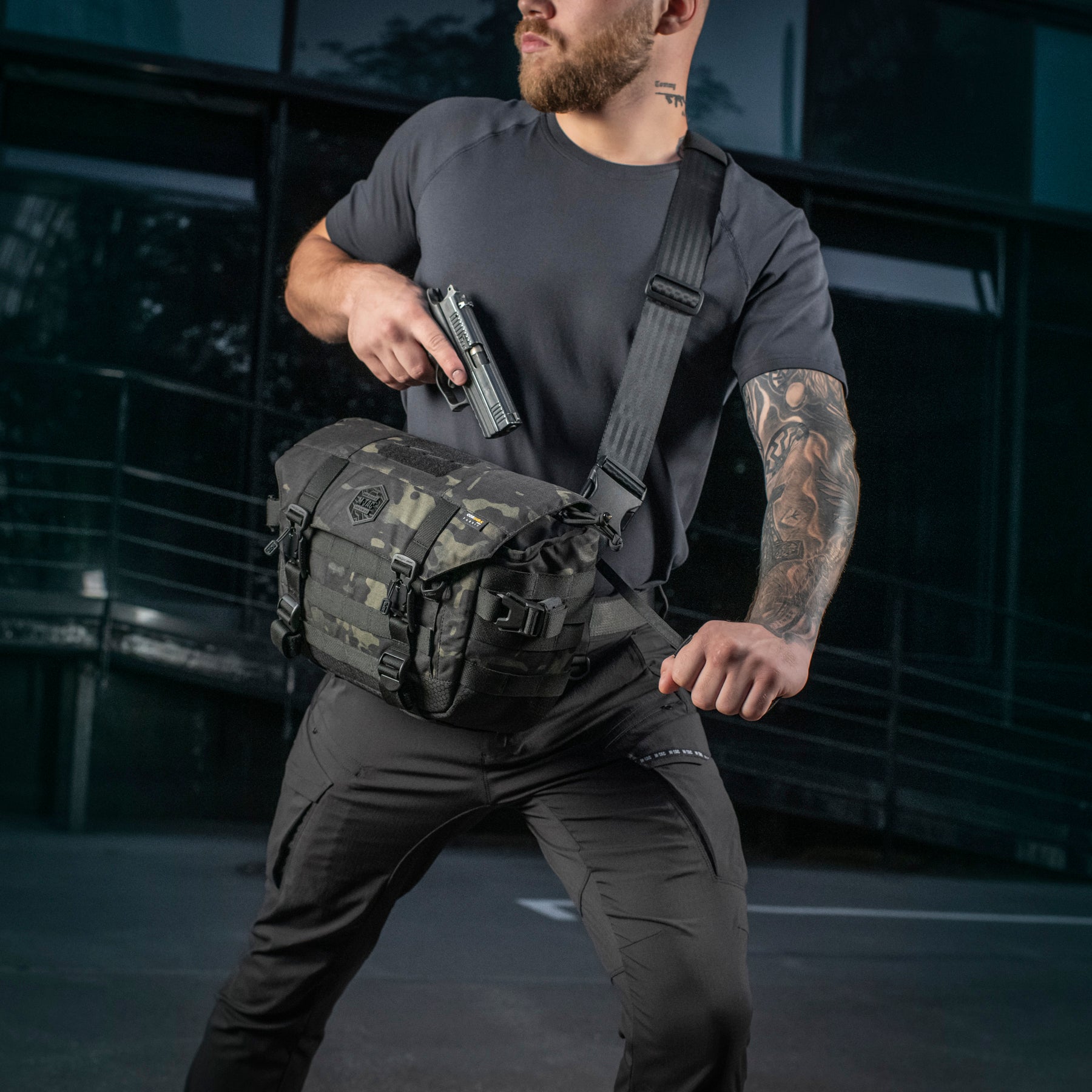 M-Tac Messenger Bag Elite Hex Black - M-TAC