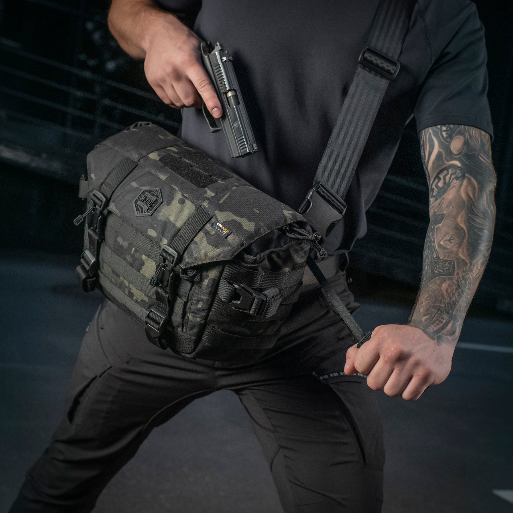 M-Tac Messenger Bag Elite Hex Black - M-TAC