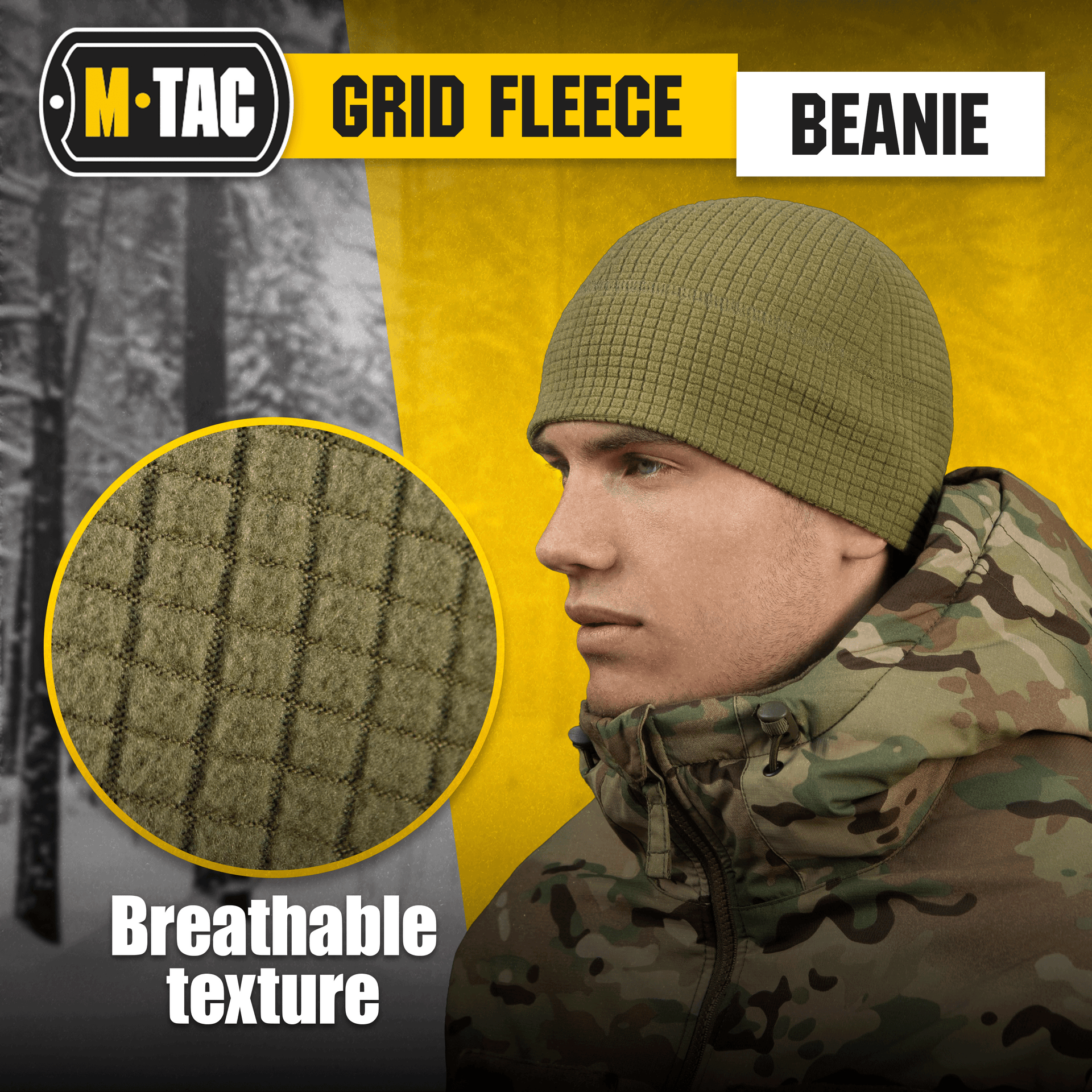 M-Tac Grid Fleece Beanie  Breathable Hat Lightweight Scull Cap