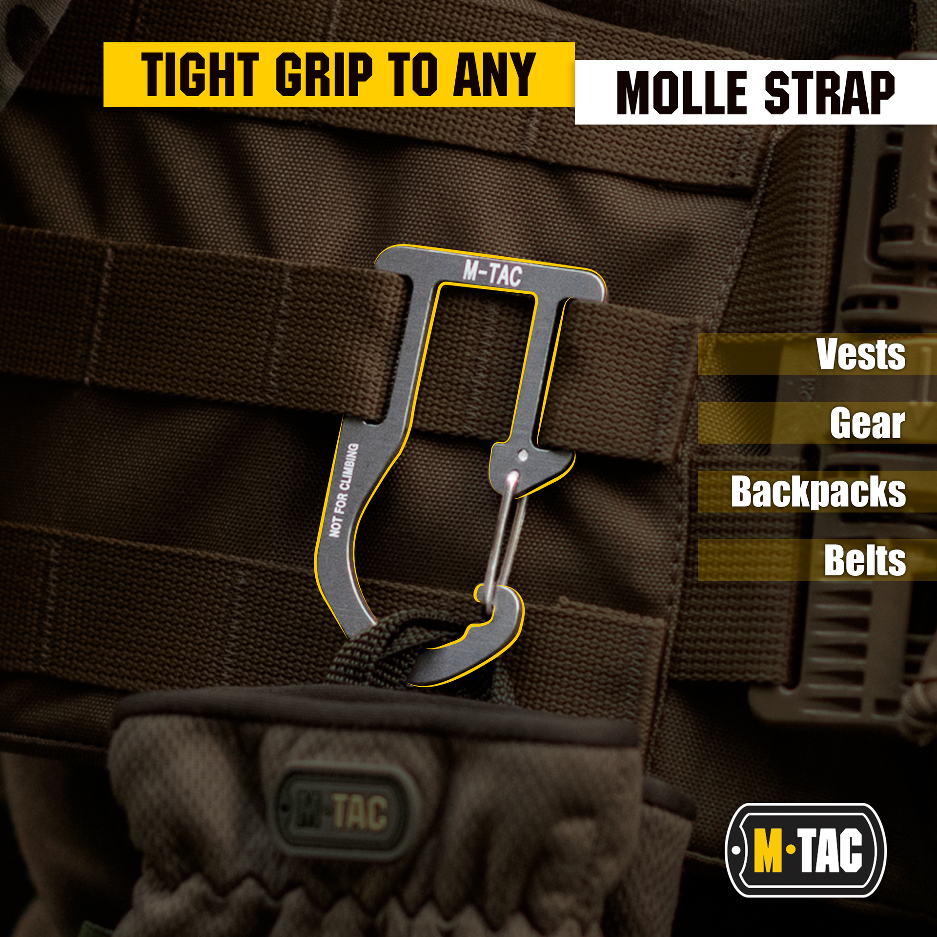 M-Tac Aluminum Carabiner for Backpack Molle (Set of 3)