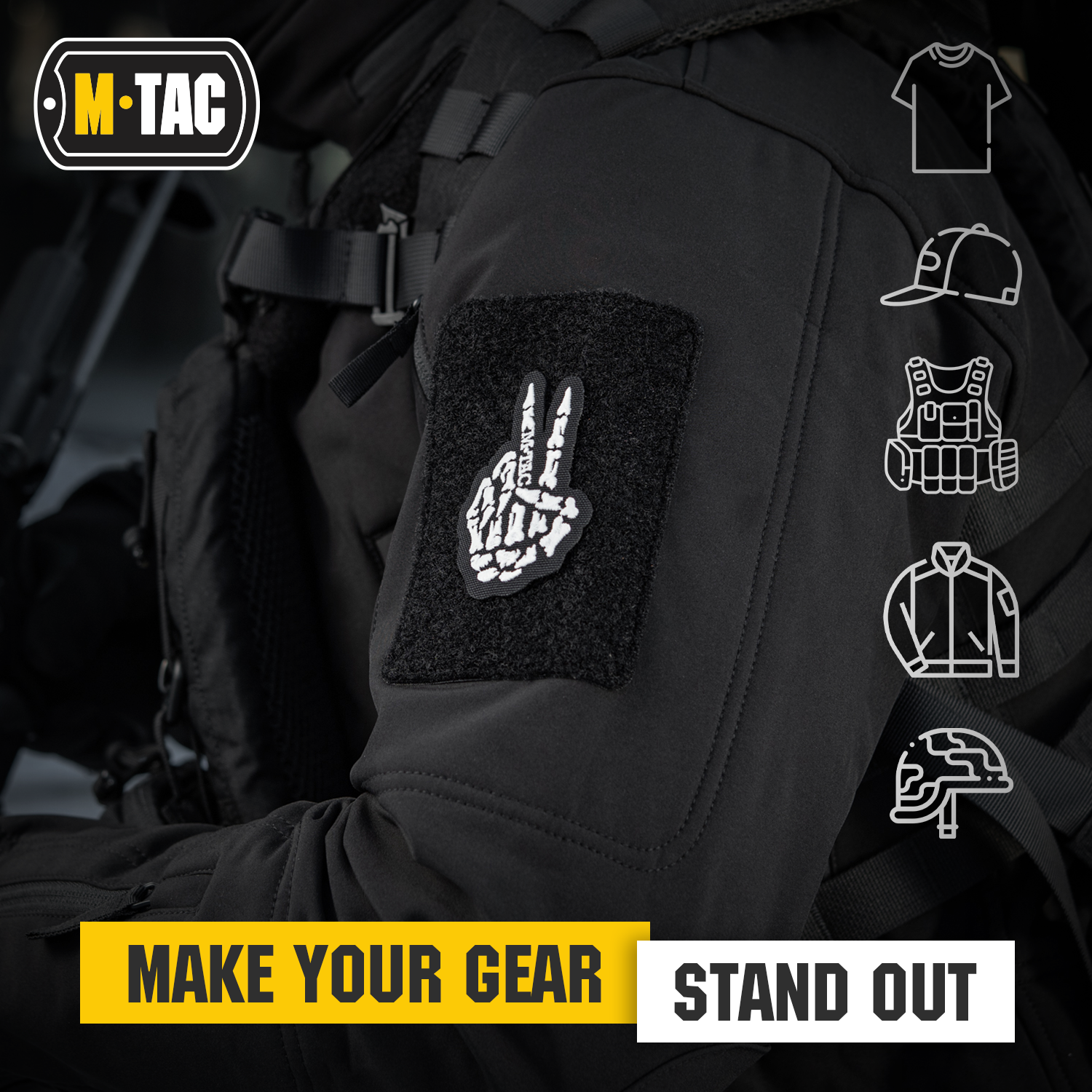 M-Tac GITD Patch Victory Hand (Embroidered) Black