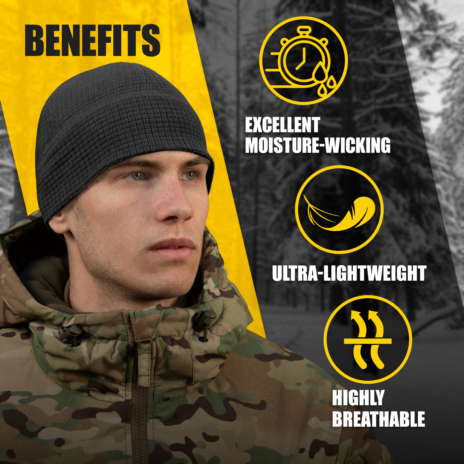 M-Tac Grid Fleece Beanie  Breathable Hat Lightweight Scull Cap