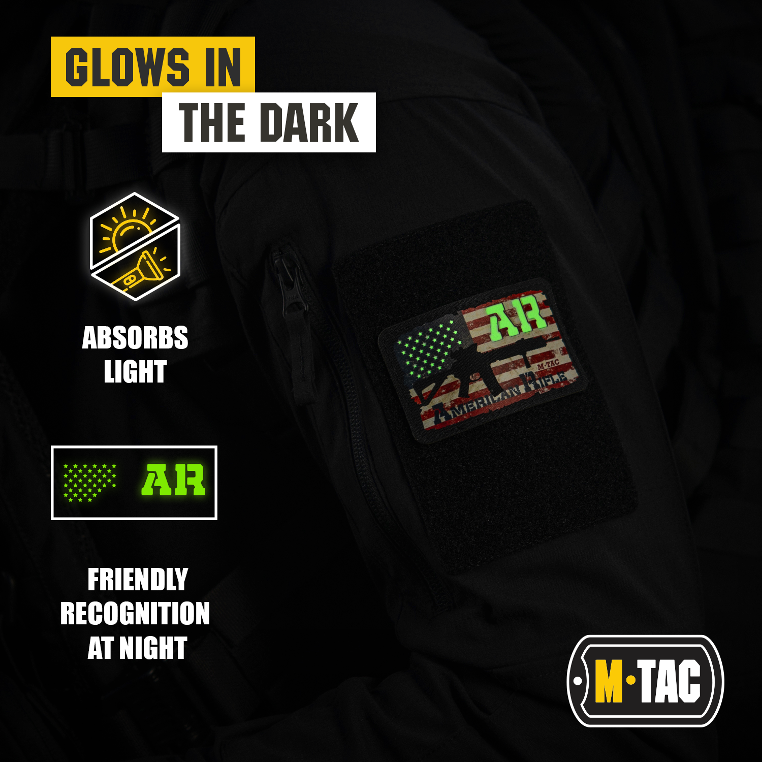 Embroidered patch】 Glow-in-the-dark tactical style Velcro patch, Fitness