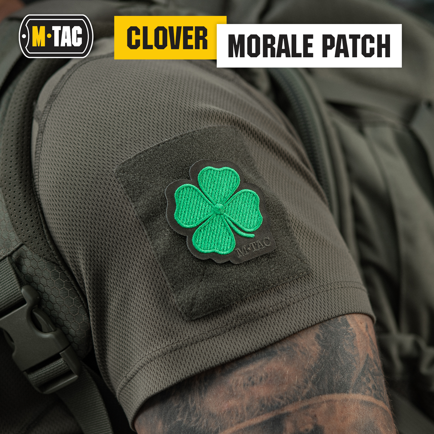 M-Tac Morale Patch Clover - Tactical Embroidered Military Badge with Hook Fastener Backing