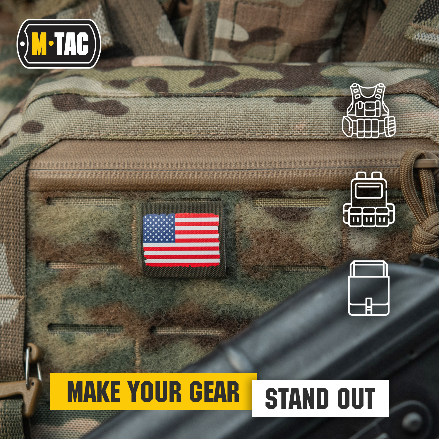 M-Tac Molle Morale Patch USA Flag - Tactical Military Badge