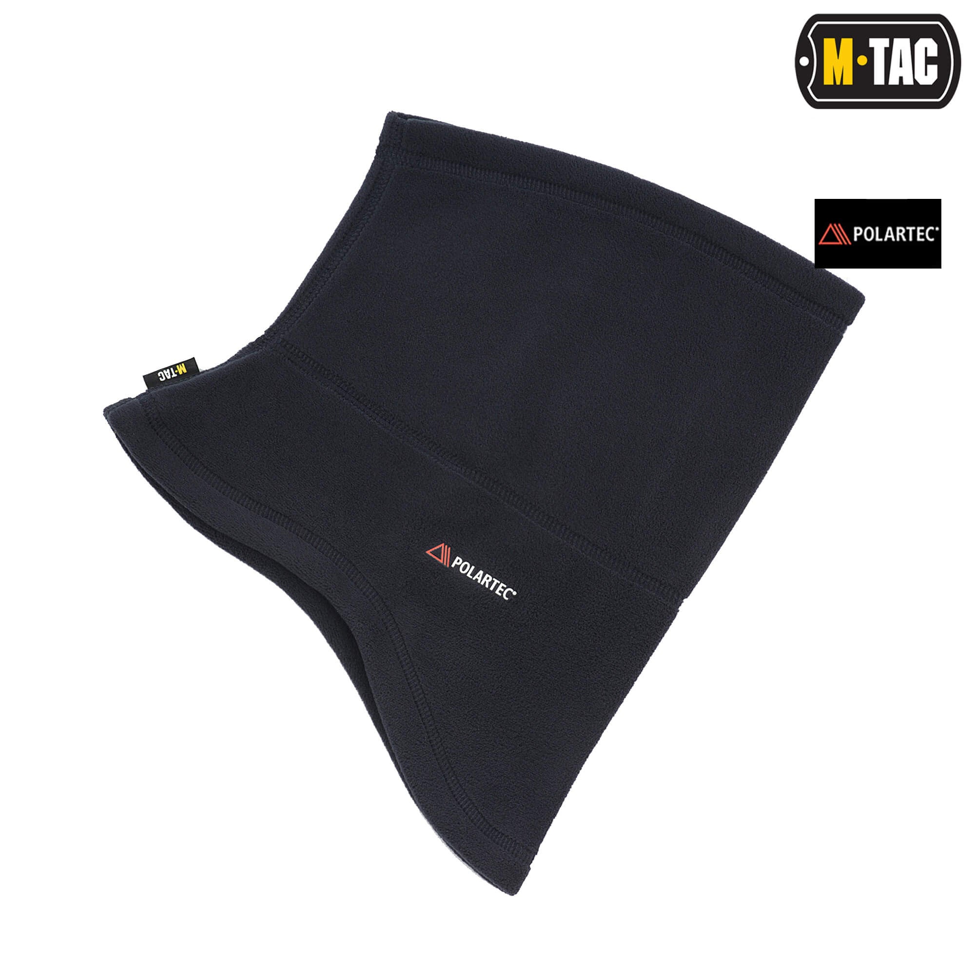 Black balaclava with visible branding on a white background