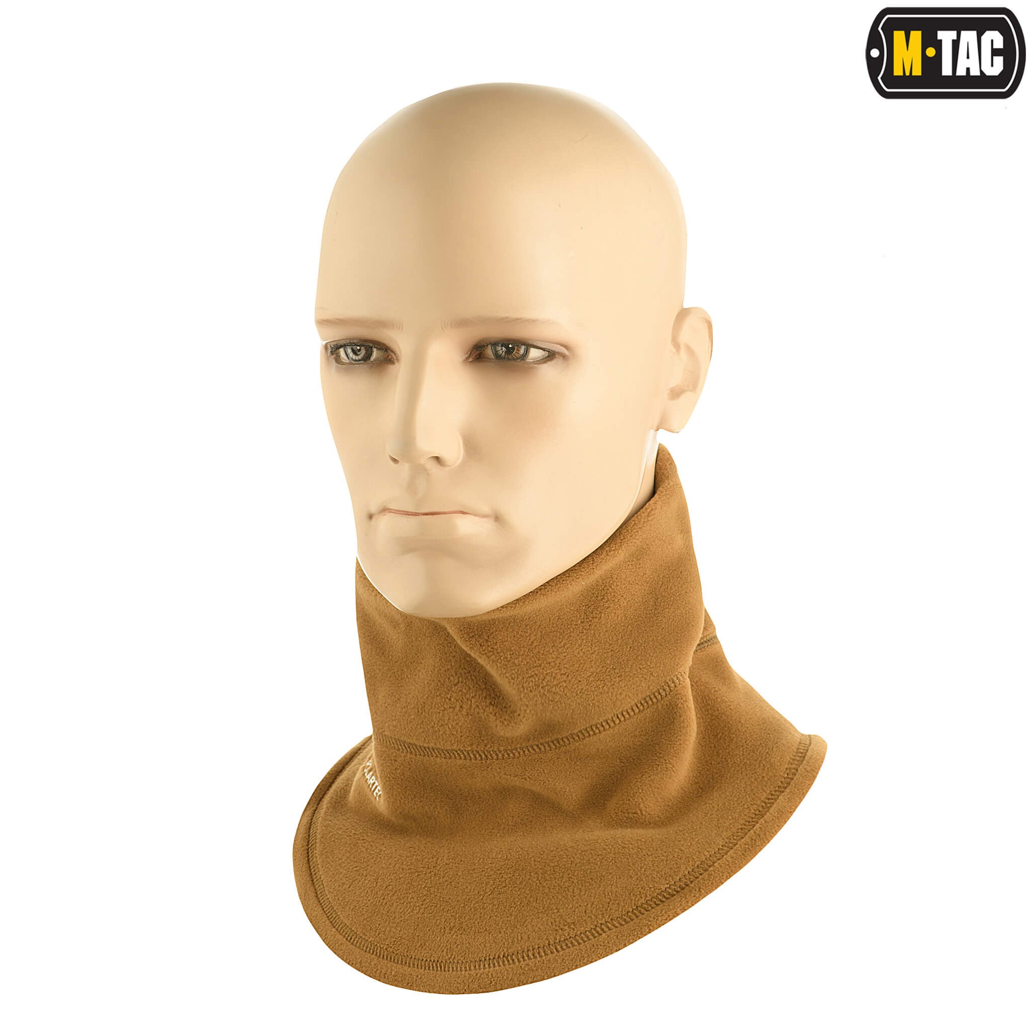 Brown balaclava on a mannequin head with M-Tac and Polartec logos.