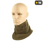 Mannequin head wearing a green neck gaiter with M-Tac branding on a white background