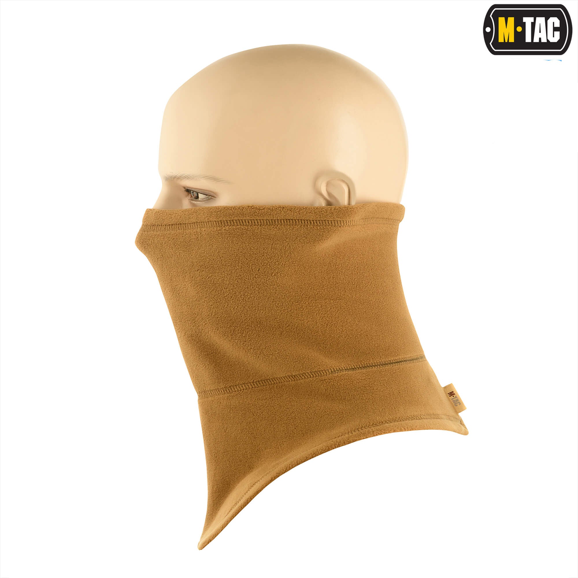 Brown balaclava on a mannequin head with M-Tac and Polartec logos.