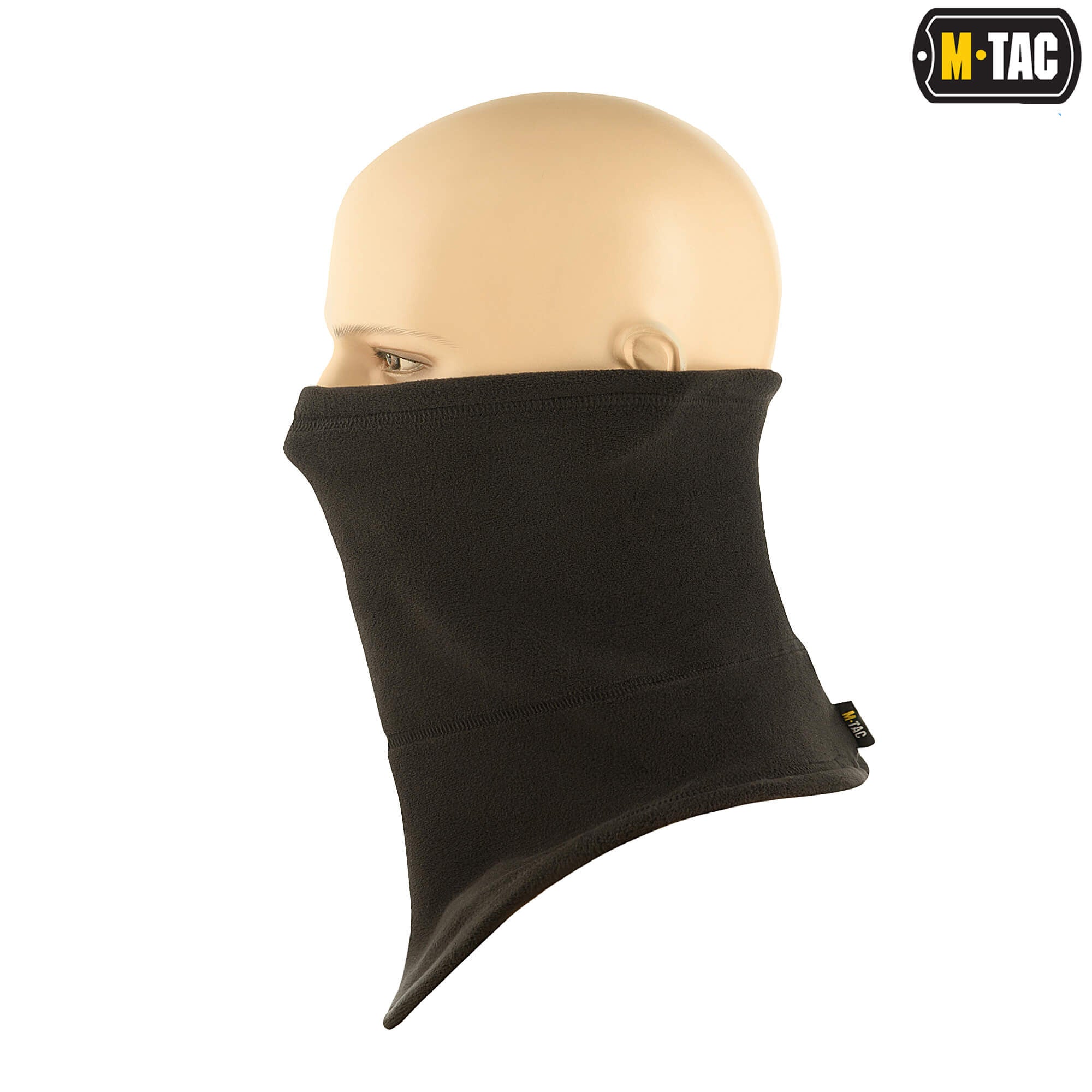 Black balaclava on a mannequin head with M-Tac and Polartec logos.