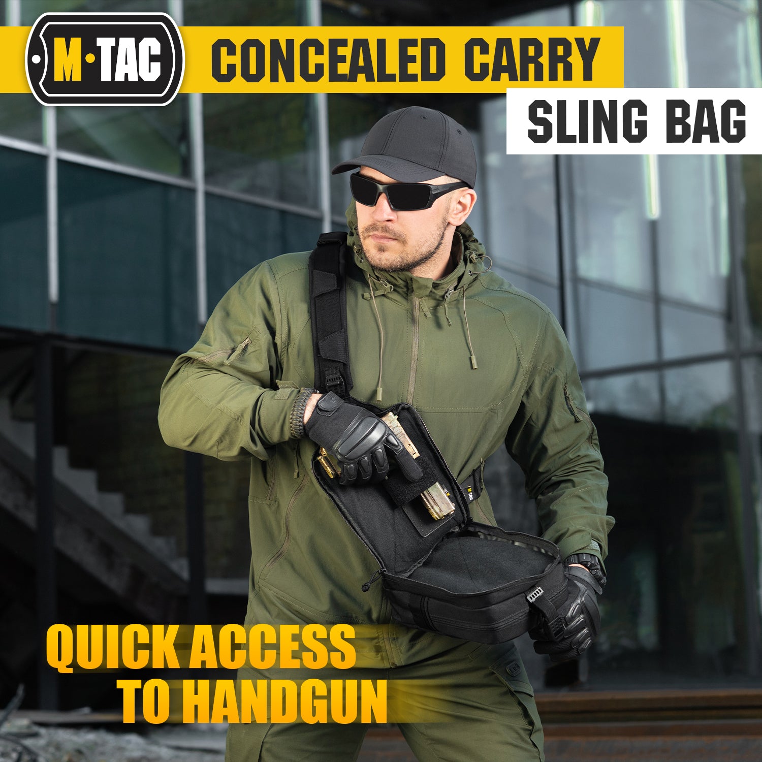 M-Tac Tactical Bag Shoulder Chest Pack with Sling and Loop Panel Black