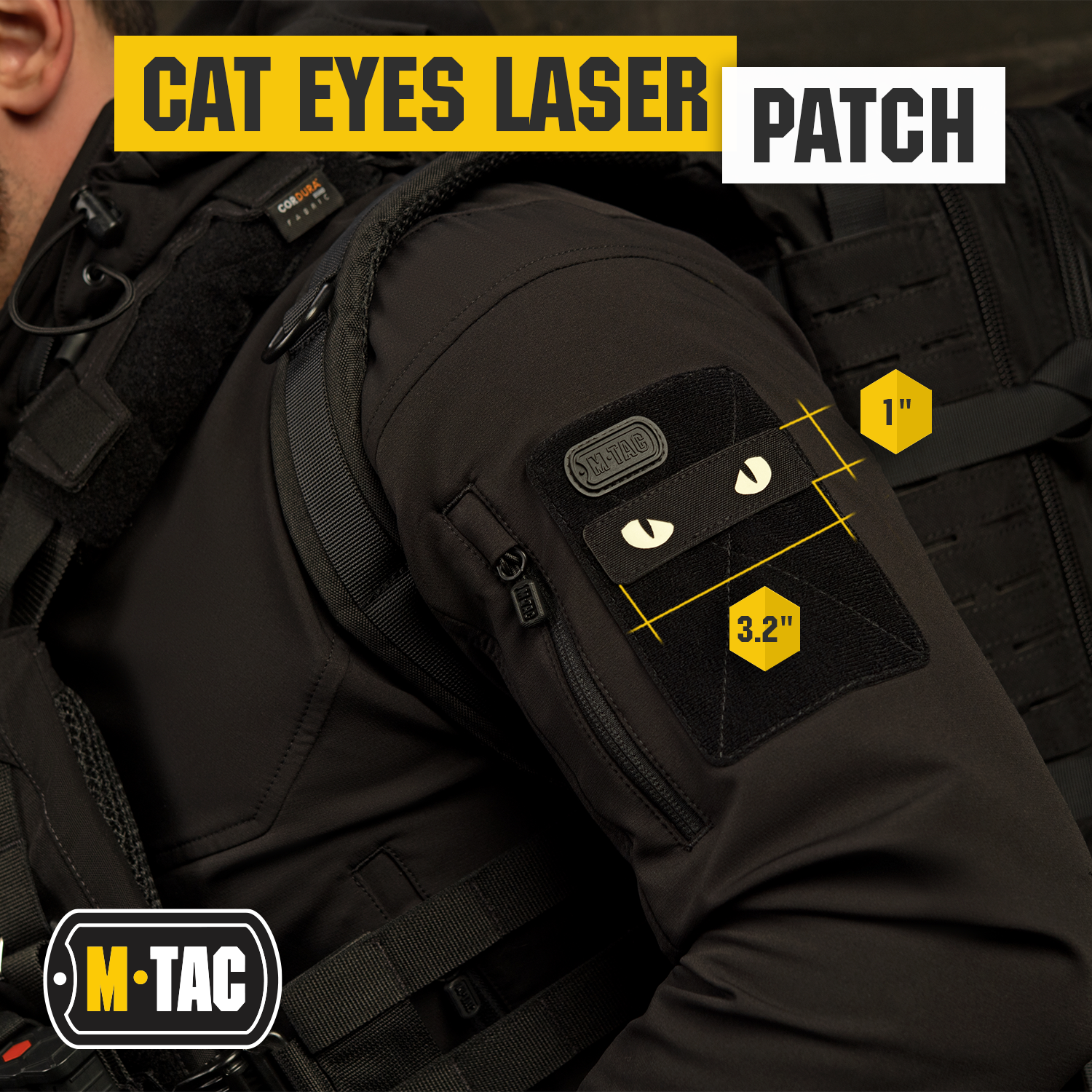 Tactical Patches with Velcro, with Reflective Fun Cat Eye Morale Patches, Two in A Bag,Outdoor Military Fan Backpack Embroidery Patches for