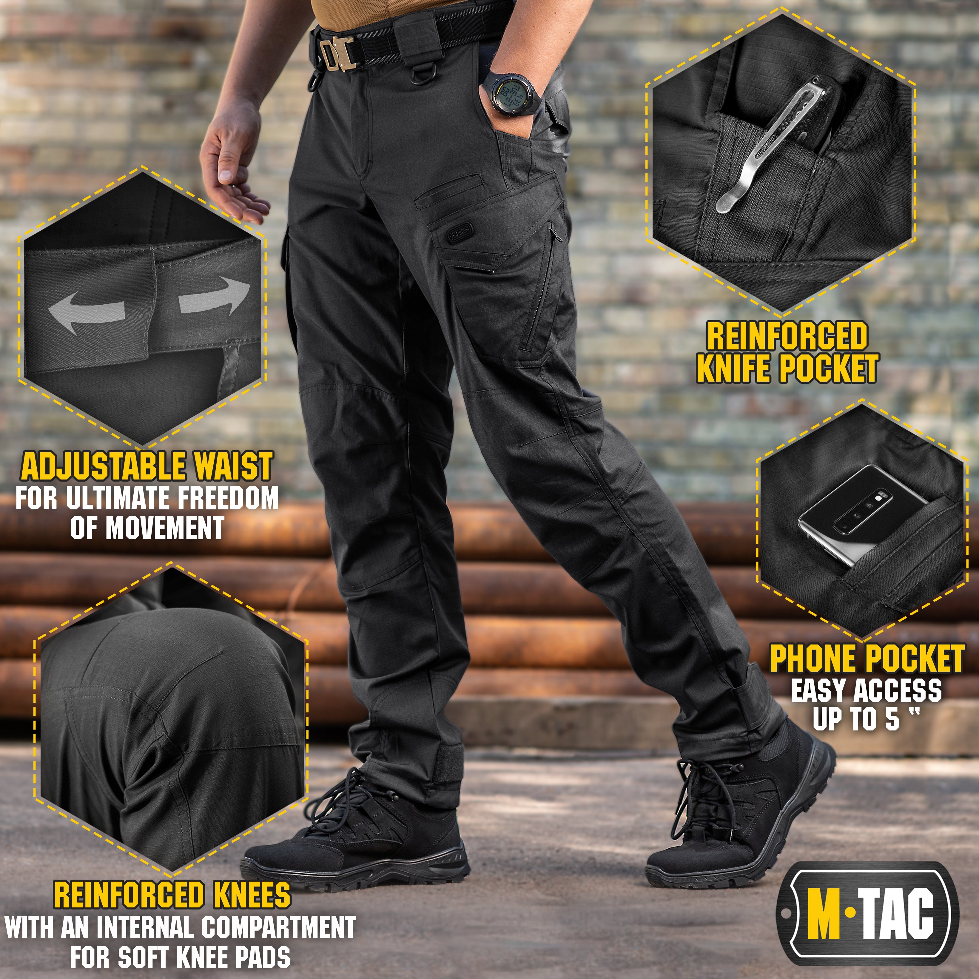 M Tac Tactical Pants Aggressor Gen.II Flex Black 36W 32L