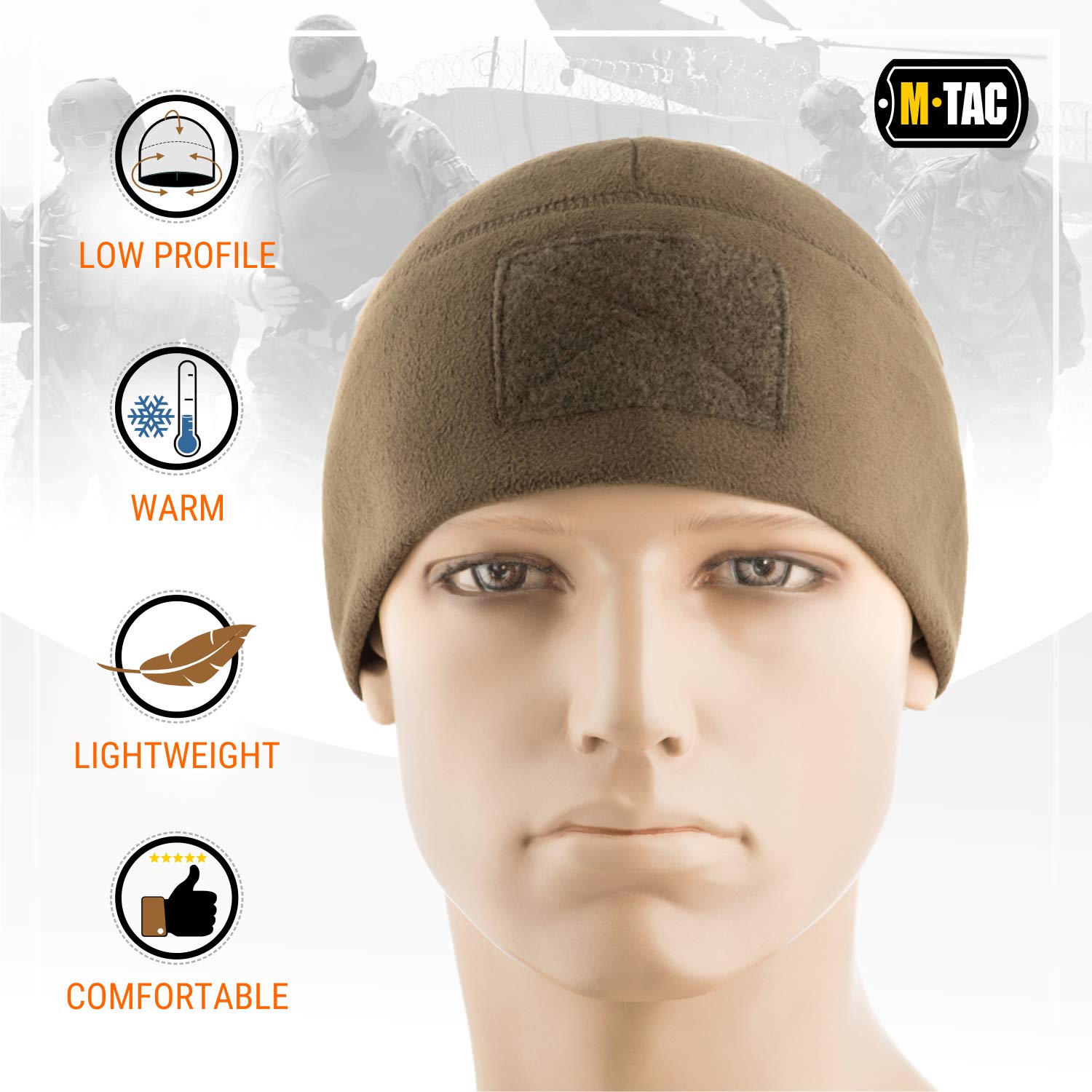 M-Tac Fleece Tactical Watch Cap Beanie With Patch Panel (270 g/m2)