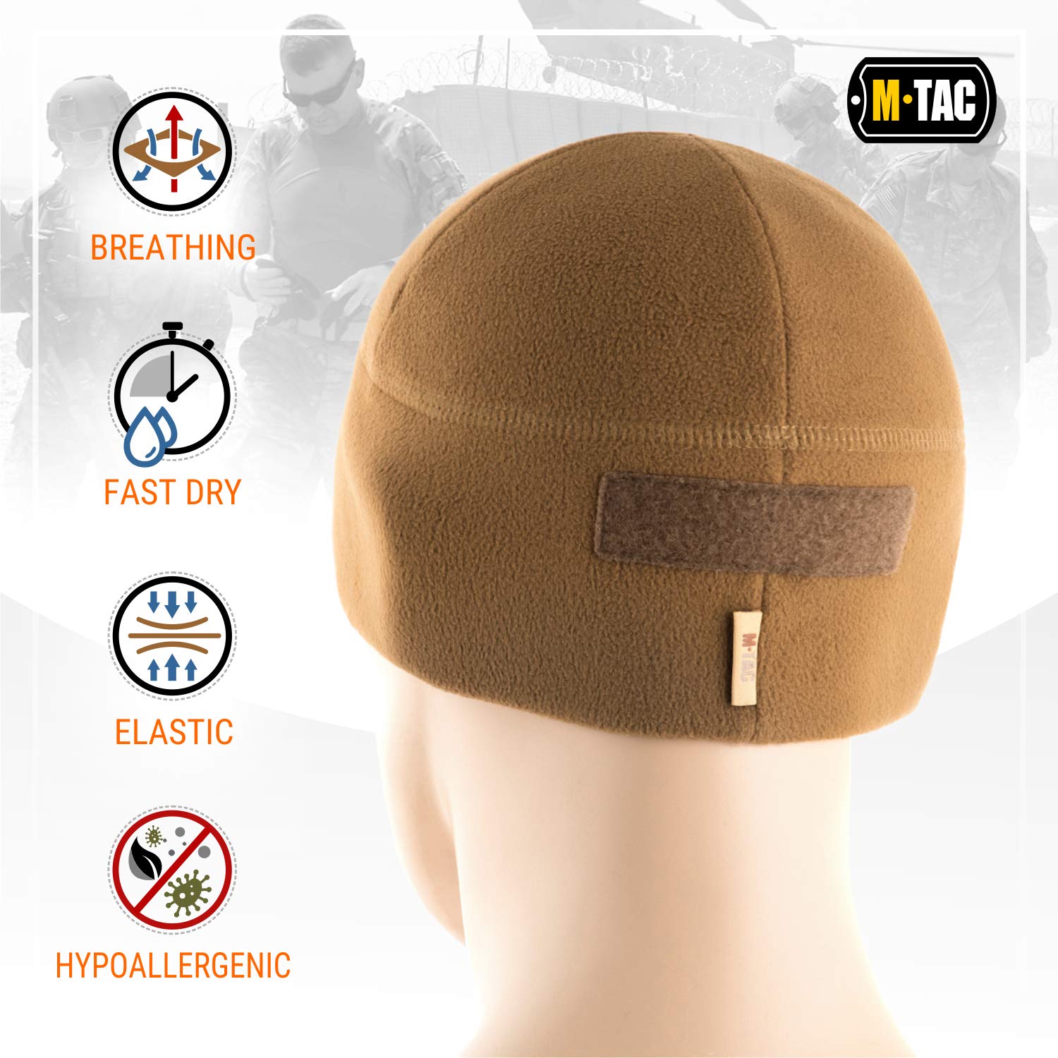 M-Tac Fleece Tactical Watch Cap Beanie With Patch Panel (270 g/m2)