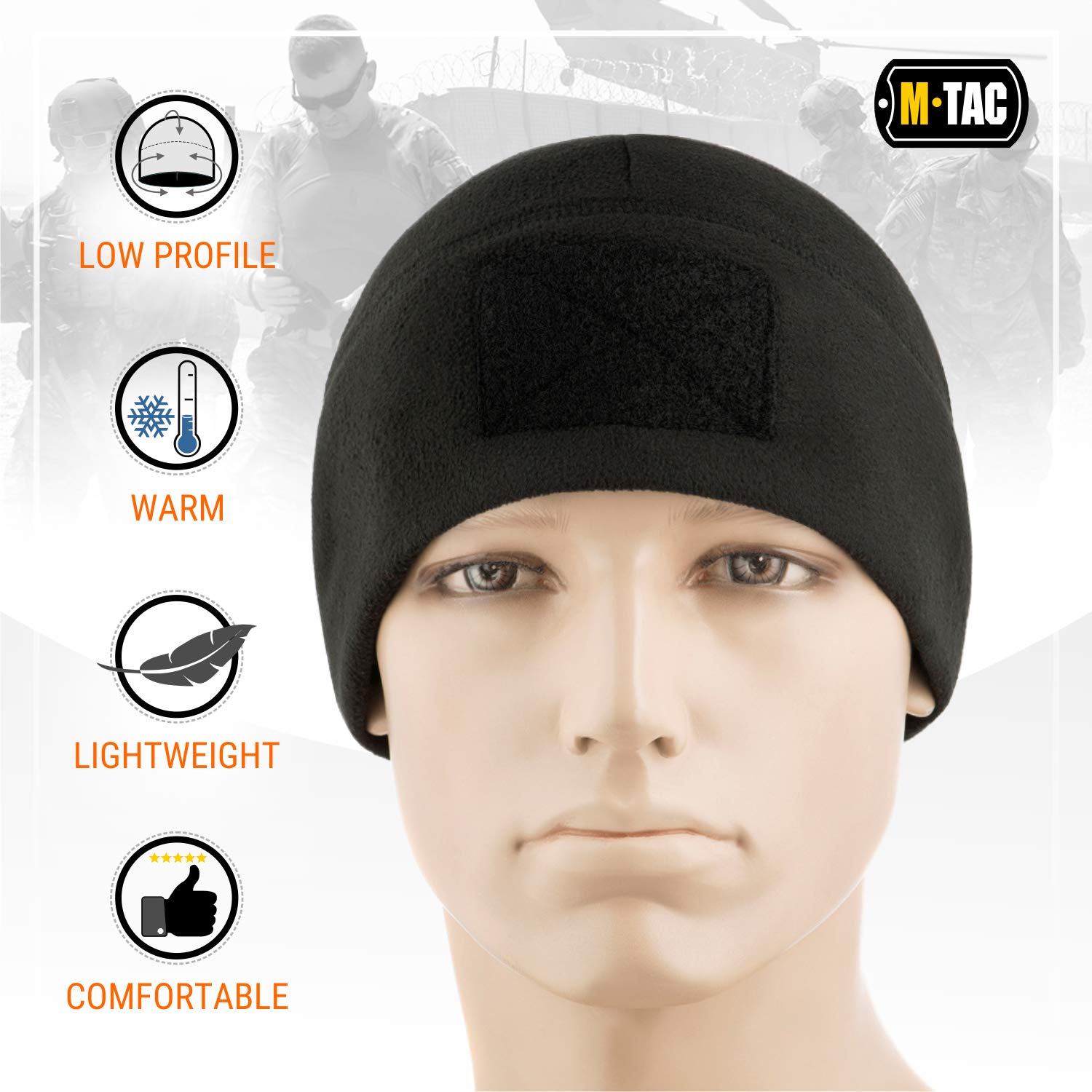 M-Tac Fleece Tactical Watch Cap Beanie With Patch Panel (270 g/m2) – M-TAC