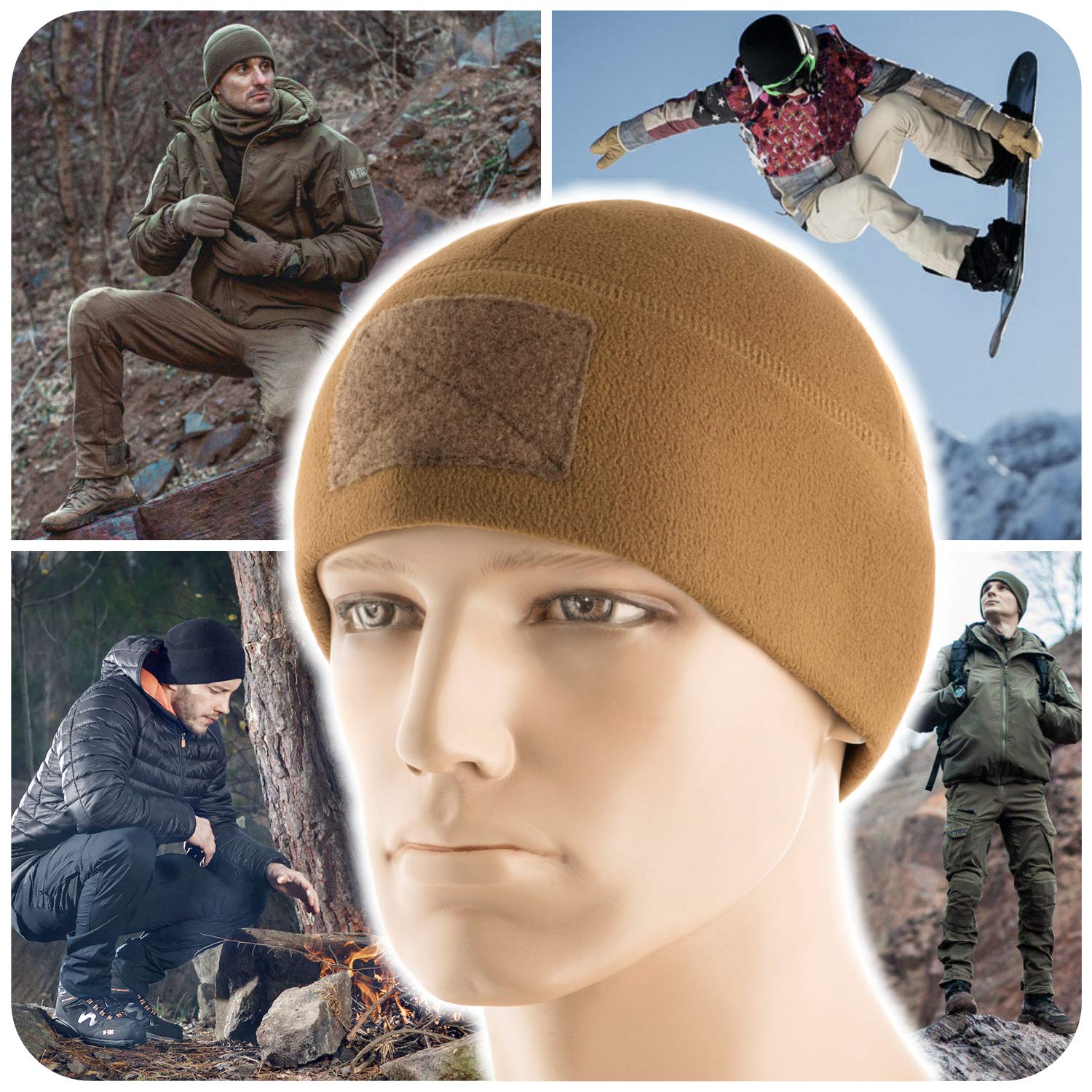 M-Tac Fleece Tactical Watch Cap Beanie With Patch Panel (270 g/m2)