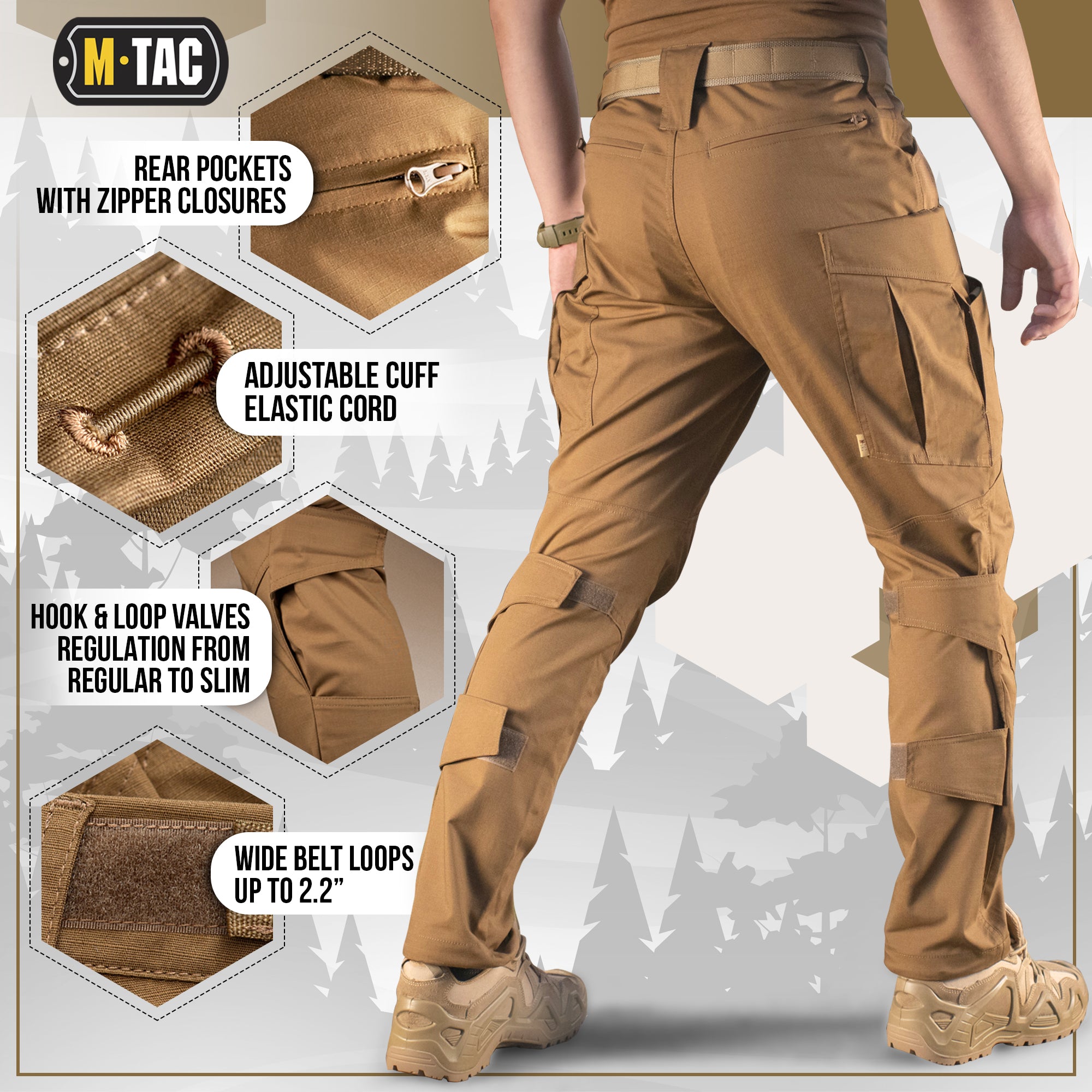 Comdecevis Men's Cargo Joggers - Cotton Drawstring Sweatpants With 6 Pockets