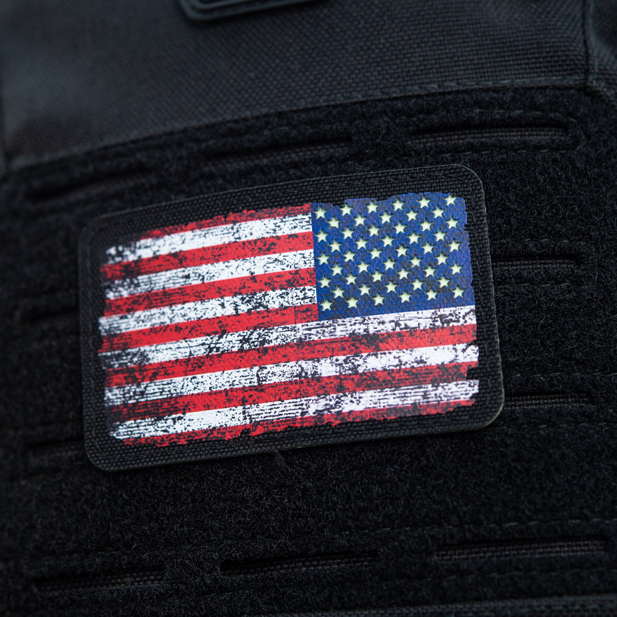 M-Tac patch U.S. Flag Reverse Vintage (3x2inches) Black/GID