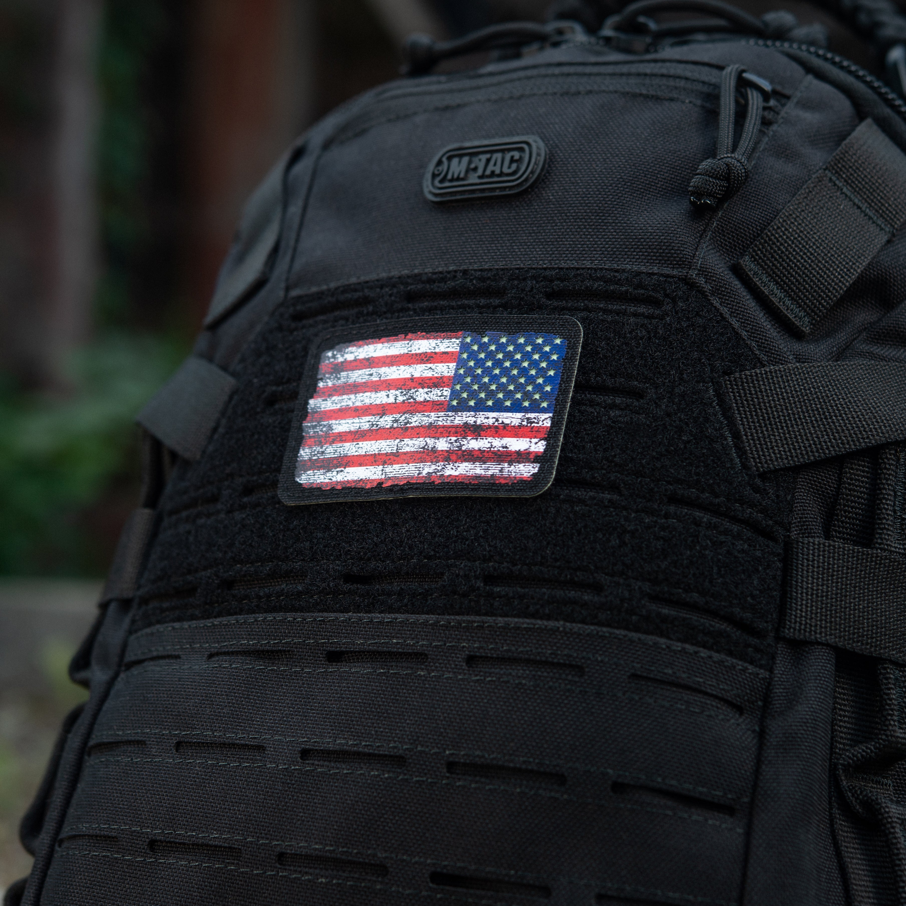 M-Tac patch U.S. Flag Reverse Vintage (3x2inches) Black/GID - M-TAC