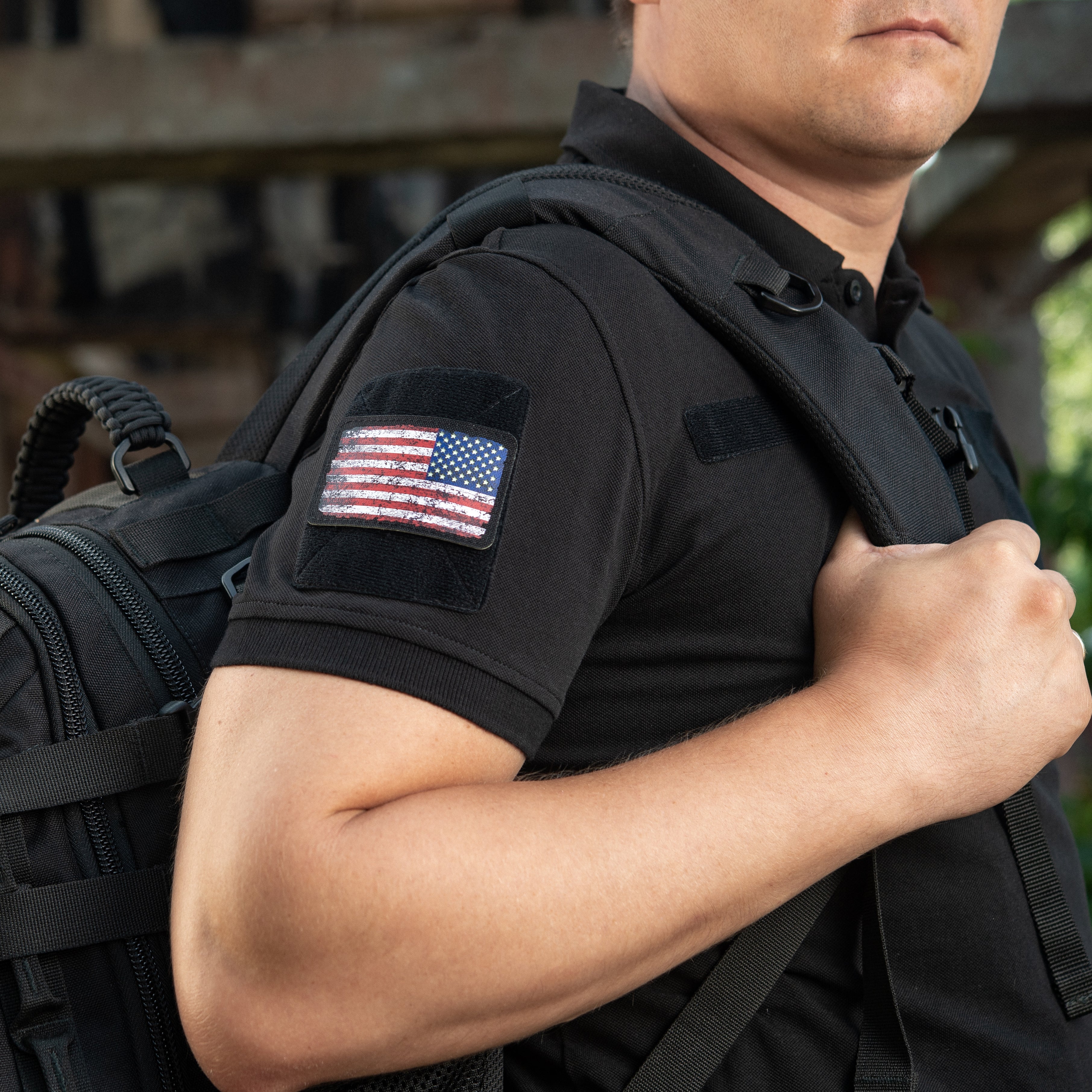 M-Tac patch U.S. Flag Reverse Vintage (3x2inches) Black/GID - M-TAC