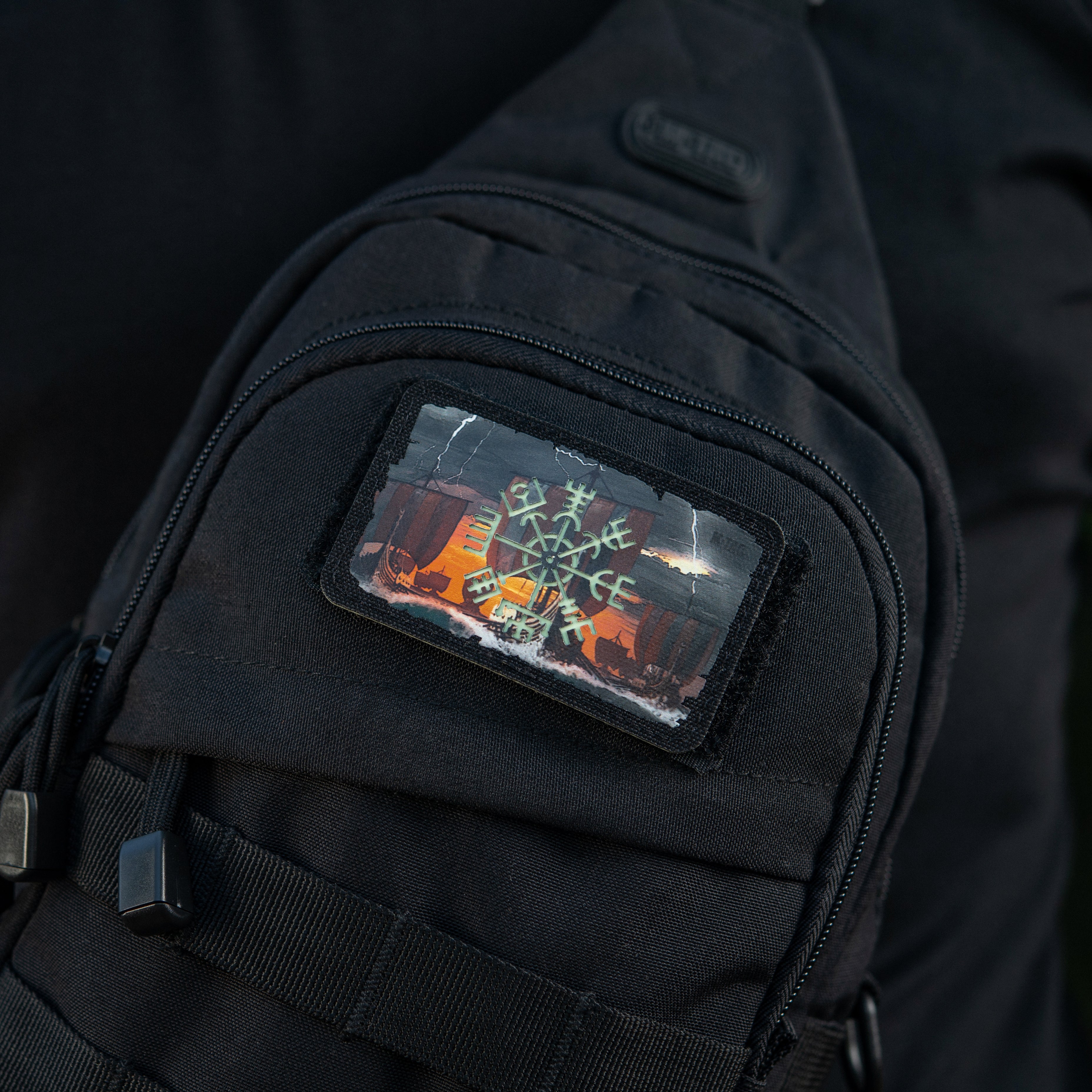 M-Tac patch Vegvisir/Drakkar Rectangular (3 inches) Black/GID - M-TAC