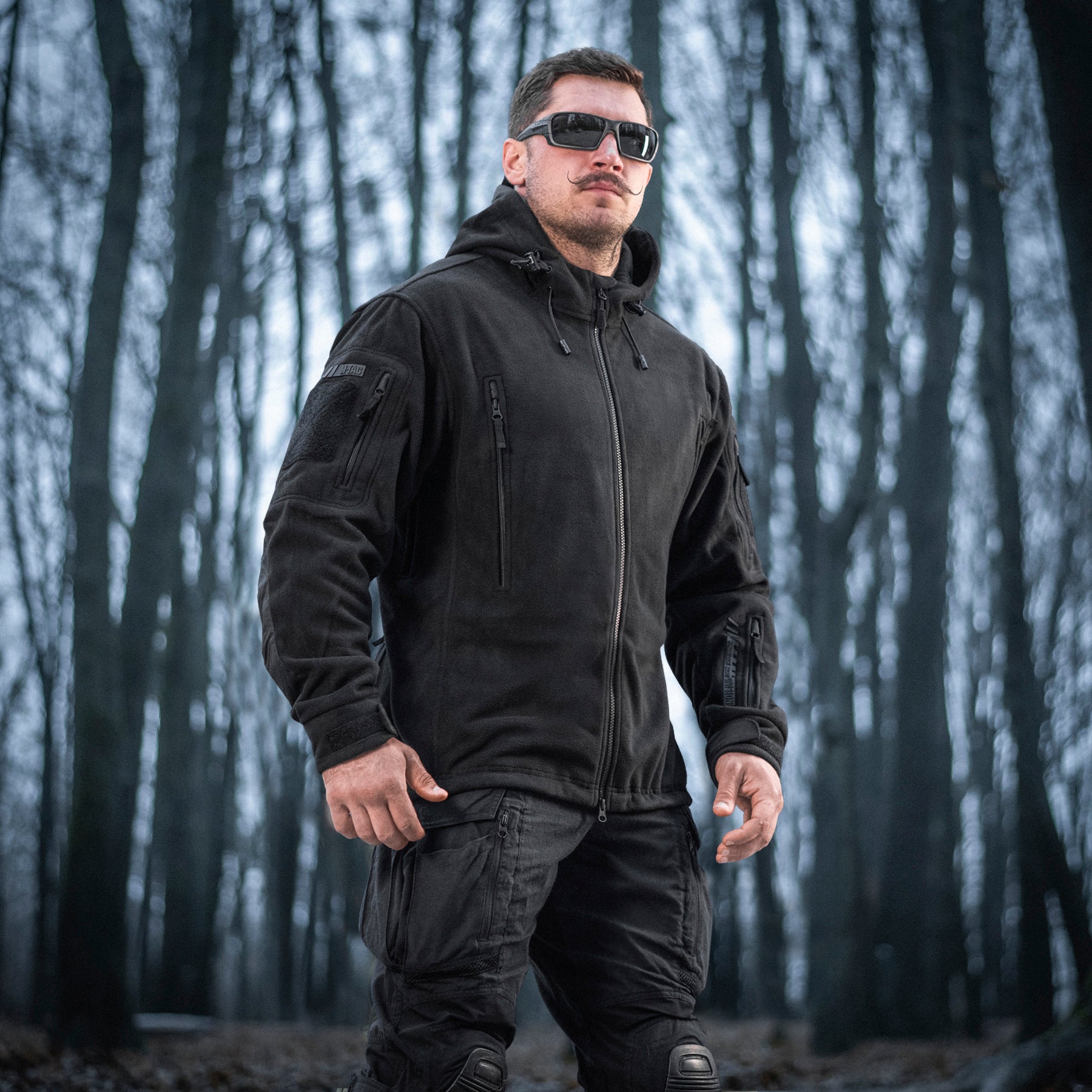 Tactical Commando Fleecejacke Security Jacke Schwarz Fleece Vest Dienst 13415